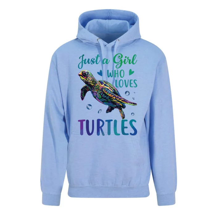 Just A Girl Who Loves Turtles Watercolor Sea Ocean Gift Unisex Surf Hoodie