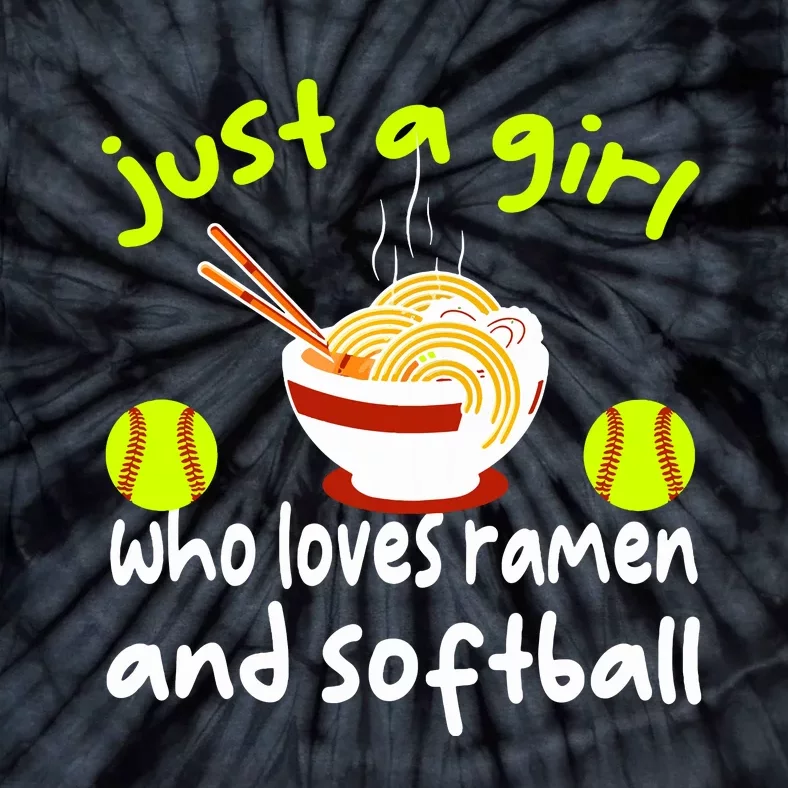 Just A Girl Who Loves Ramen And Softball Funny Softball Love Tie-Dye T-Shirt