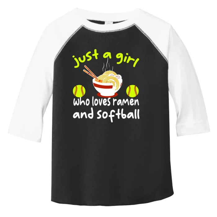 Just A Girl Who Loves Ramen And Softball Funny Softball Love Toddler Fine Jersey T-Shirt