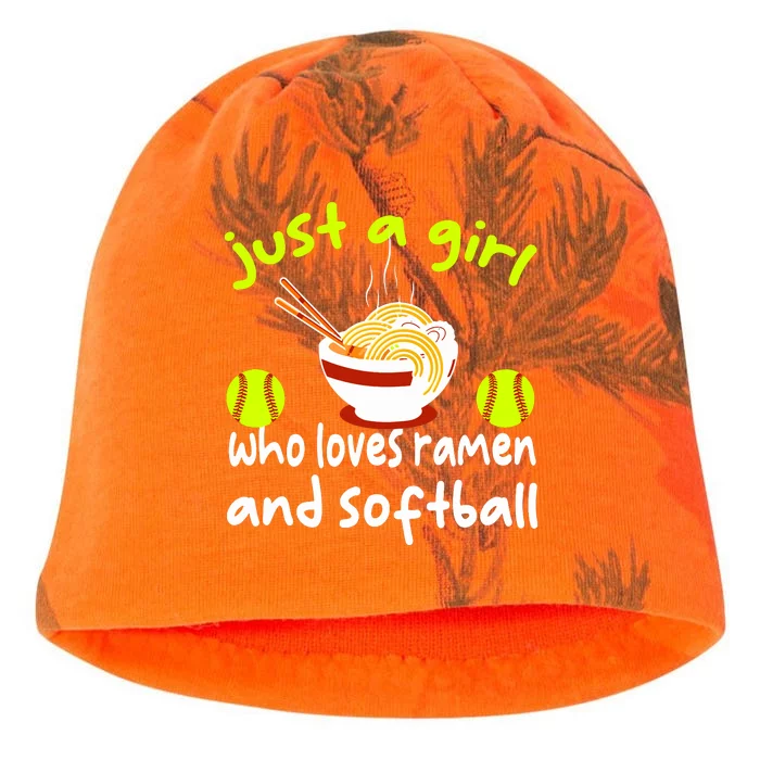 Just A Girl Who Loves Ramen And Softball Funny Softball Love Kati - Camo Knit Beanie