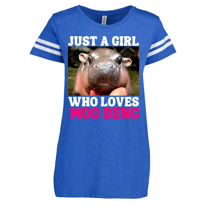 Just A Girl Who Loves Moo Deng Cute Baby Hippo Gift Enza Ladies Jersey Football T-Shirt