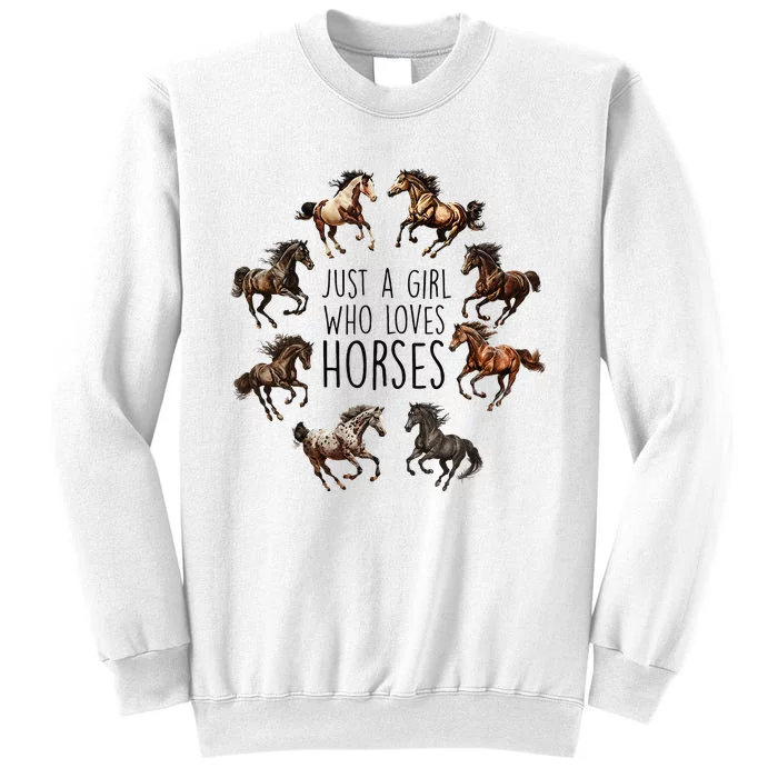 Just A Girl Who Loves Horses Horse Breeds Horseback Riding Sweatshirt