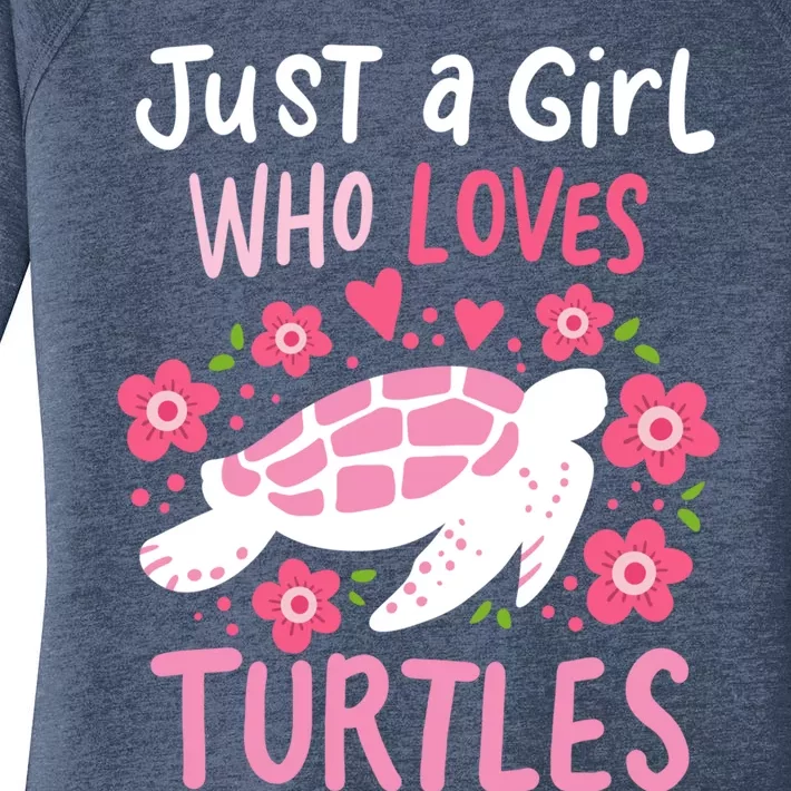 Just A Girl Who Loves Turtles Turtle Gift Women's Perfect Tri Tunic Long Sleeve Shirt