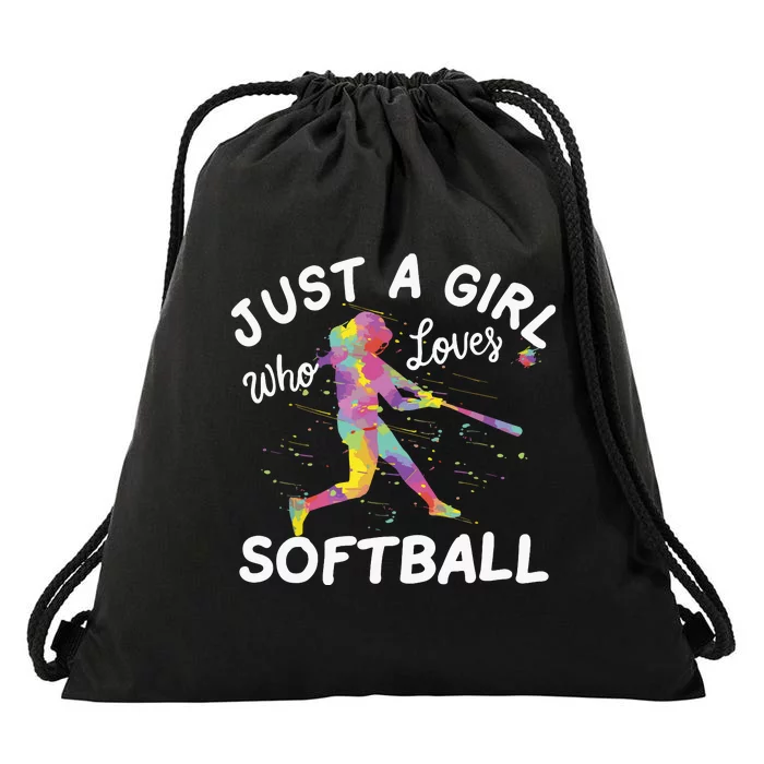 Just A Girl Who Loves Softball Drawstring Bag