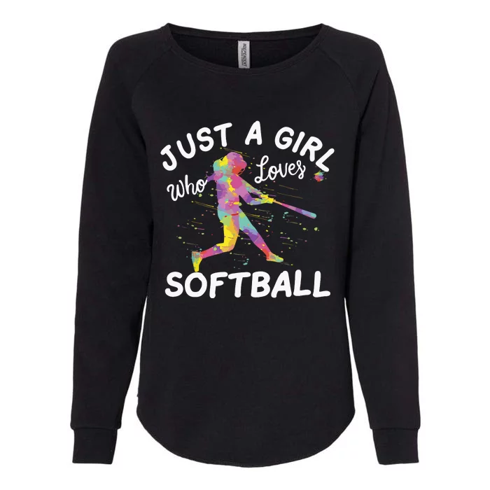 Just A Girl Who Loves Softball Womens California Wash Sweatshirt