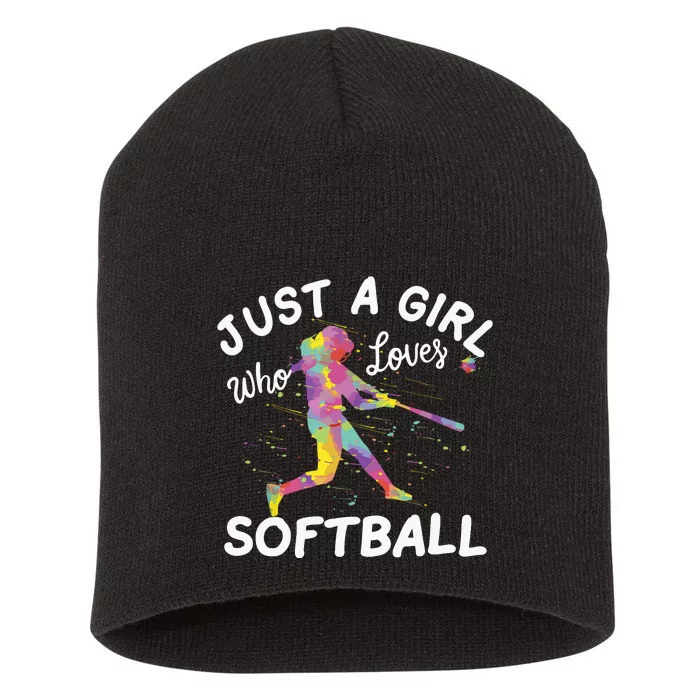 Just A Girl Who Loves Softball Short Acrylic Beanie