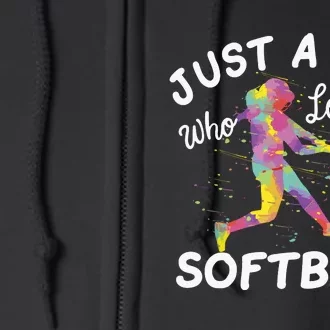 Just A Girl Who Loves Softball Full Zip Hoodie