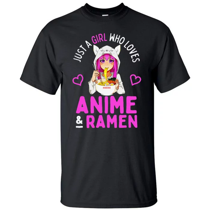 Just A Girl Who Loves Anime And Ramen Bowl Japanese Tall T-Shirt