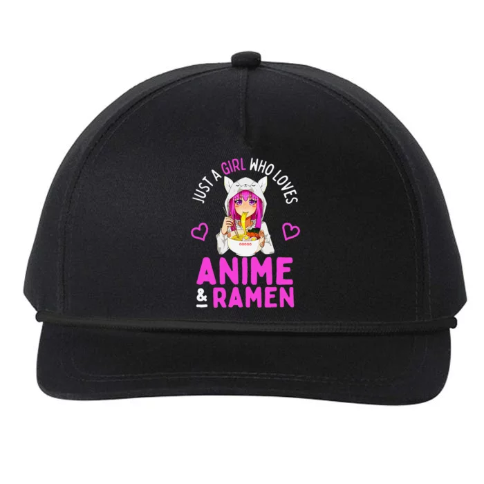 Just A Girl Who Loves Anime And Ramen Bowl Japanese Snapback Five-Panel Rope Hat