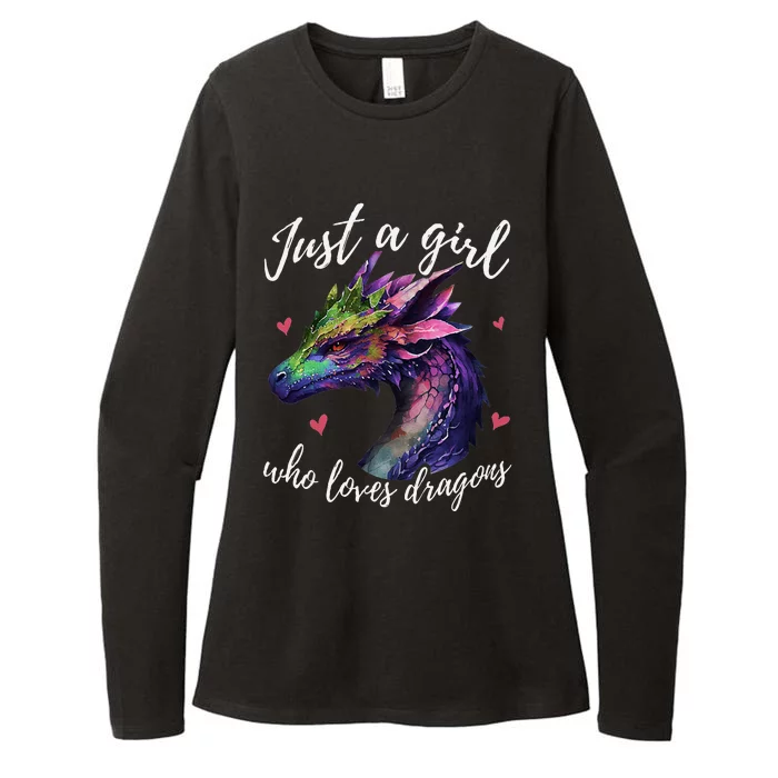 Just A Girl Who Loves Dragons Cute Dragon Watercolor Art Womens CVC Long Sleeve Shirt