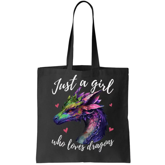 Just A Girl Who Loves Dragons Cute Dragon Watercolor Art Tote Bag