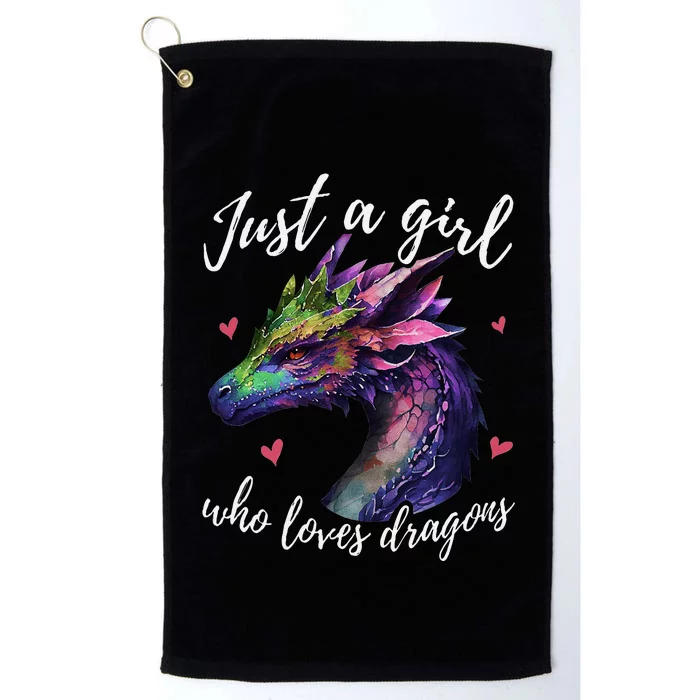 Just A Girl Who Loves Dragons Cute Dragon Watercolor Art Platinum Collection Golf Towel