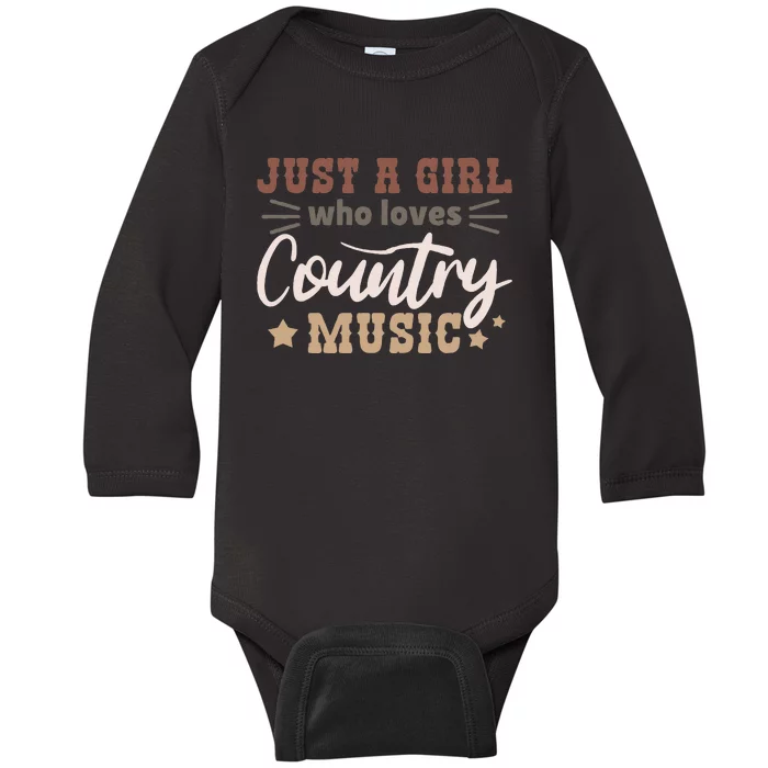 Just A Girl Who Loves Country Music Baby Long Sleeve Bodysuit