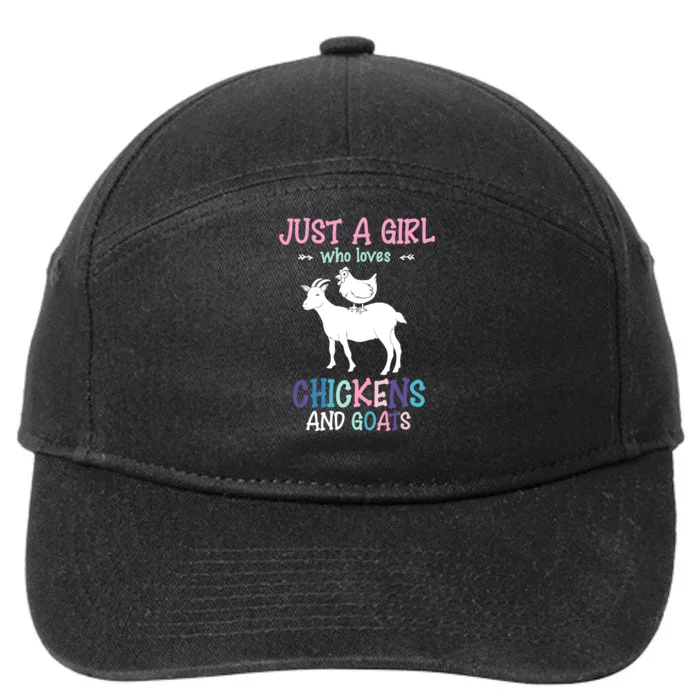 Just A Girl Who Loves Chickens And Goats Farm Animal Goat 7-Panel Snapback Hat