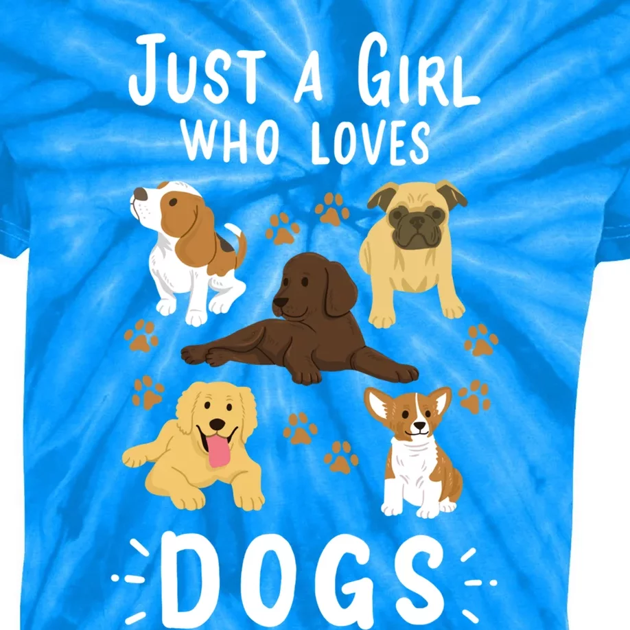 Just A Girl Who Loves Dogs Dog Lover Gift For Girls Gift Kids Tie-Dye T-Shirt