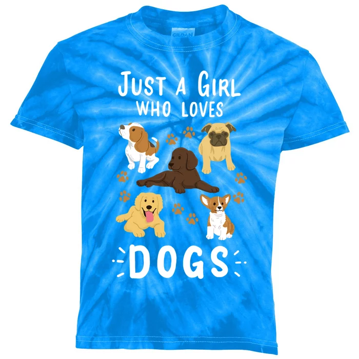 Just A Girl Who Loves Dogs Dog Lover Gift For Girls Gift Kids Tie-Dye T-Shirt