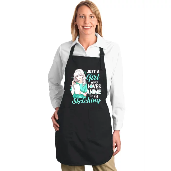 Just A Girl Who Loves Anime & Sketching Otaku Anime Costume Full-Length Apron With Pocket