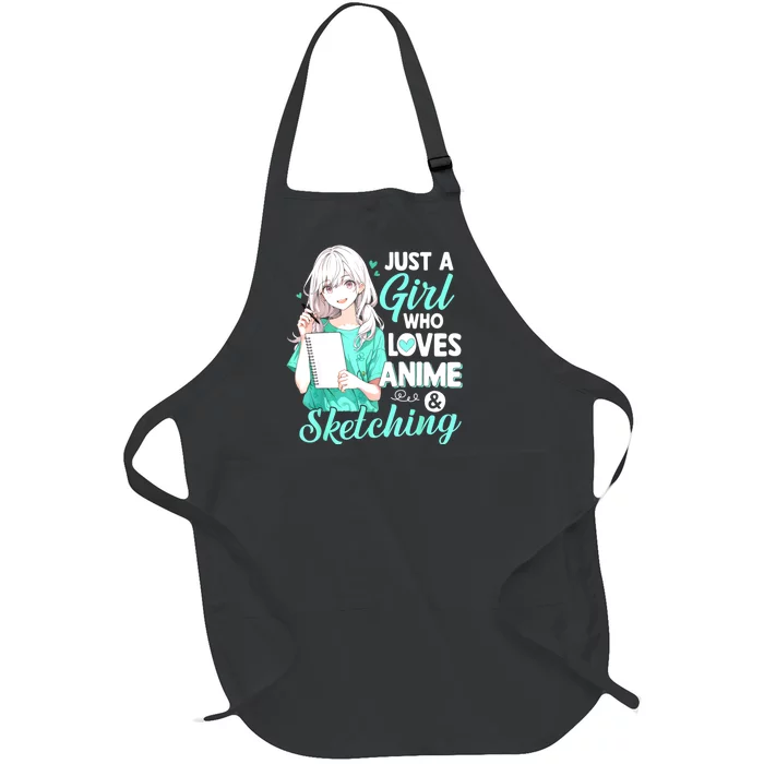 Just A Girl Who Loves Anime & Sketching Otaku Anime Costume Full-Length Apron With Pocket