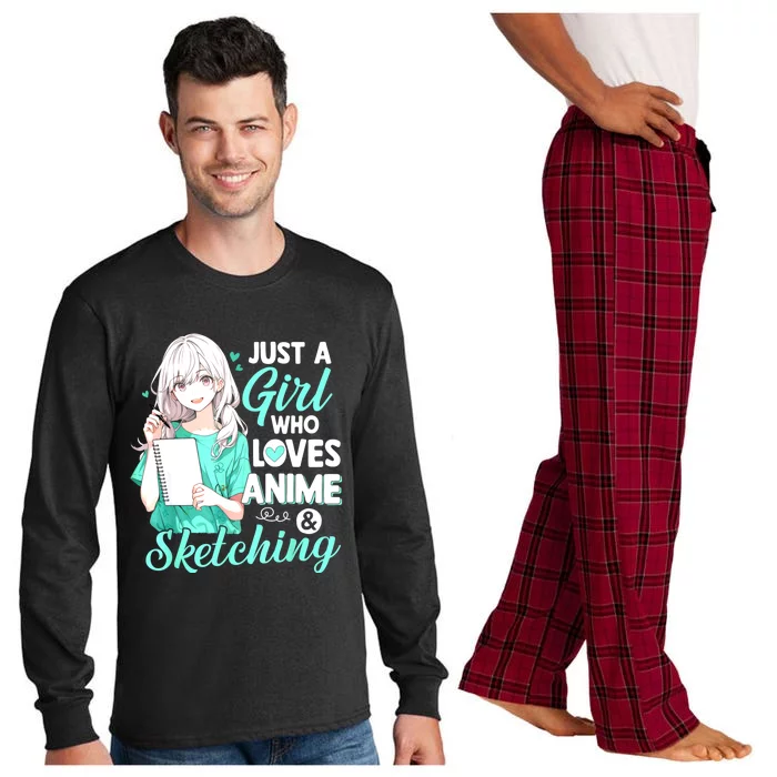 Just A Girl Who Loves Anime & Sketching Otaku Anime Costume Long Sleeve Pajama Set