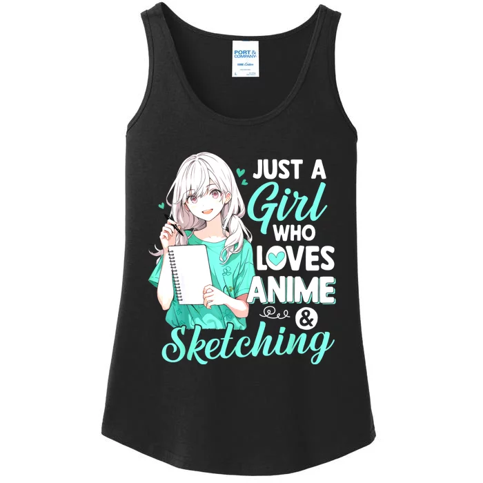 Just A Girl Who Loves Anime & Sketching Otaku Anime Costume Ladies Essential Tank