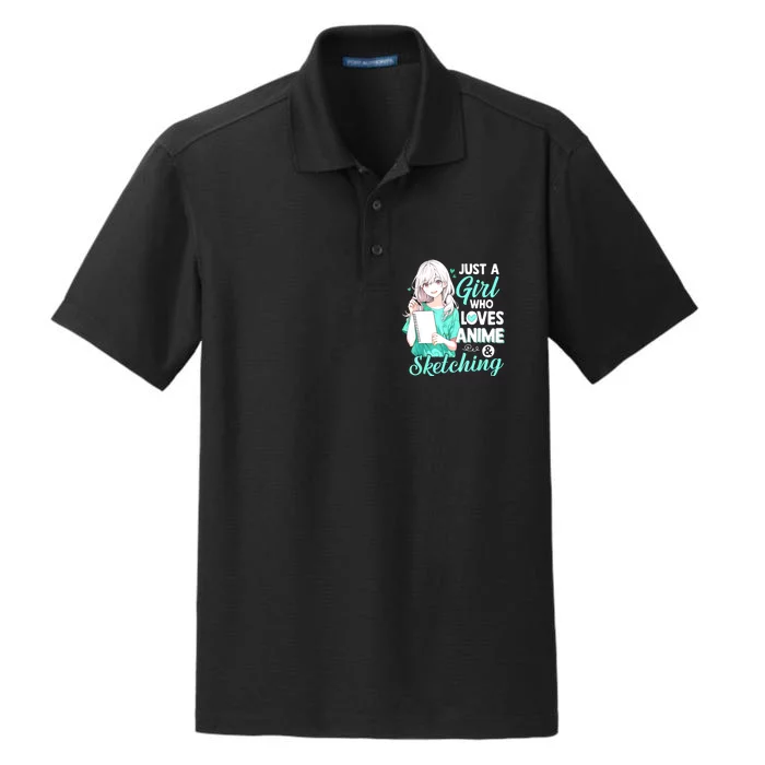 Just A Girl Who Loves Anime & Sketching Otaku Anime Costume Dry Zone Grid Performance Polo