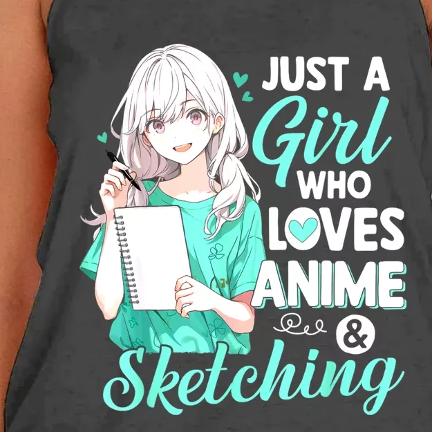 Just A Girl Who Loves Anime & Sketching Otaku Anime Costume Women's Knotted Racerback Tank