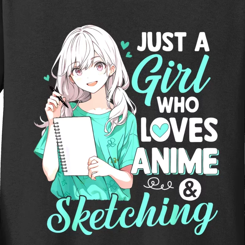 Just A Girl Who Loves Anime & Sketching Otaku Anime Costume Kids Long Sleeve Shirt