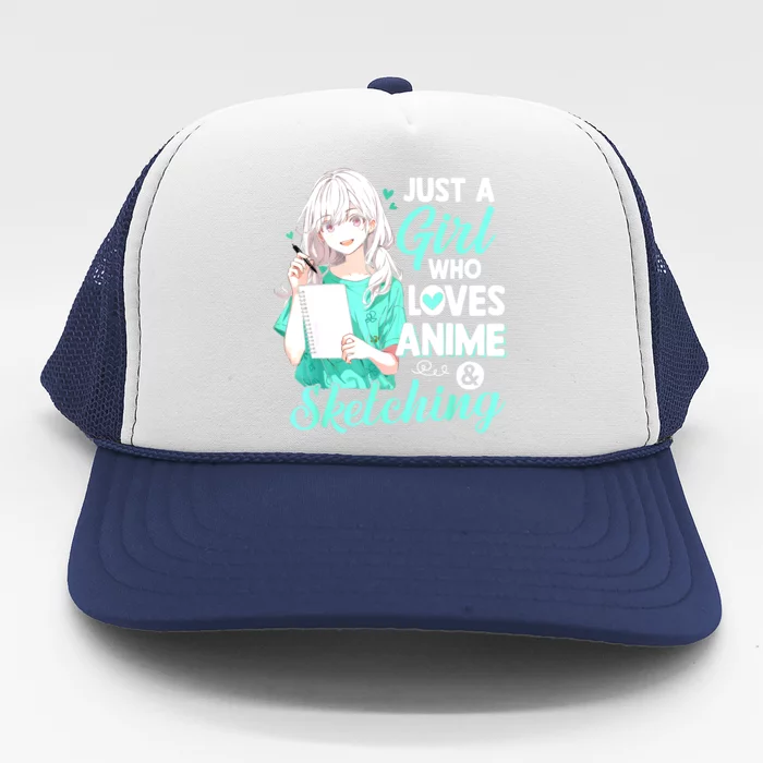 Just A Girl Who Loves Anime & Sketching Otaku Anime Costume Trucker Hat