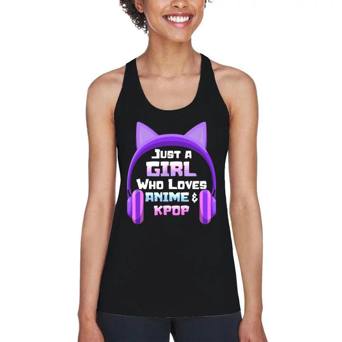 Just A Girl Anime KPop Music Fan Teen Girls Japan Animation Women's Racerback Tank