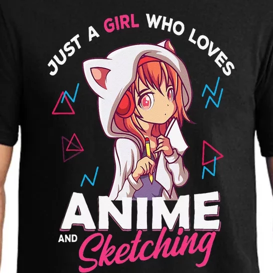 Just A Girl Who Loves Anime And Sketching Otaku Anime Merch Pajama Set