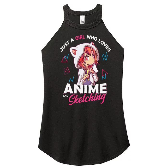 Just A Girl Who Loves Anime And Sketching Otaku Anime Merch Women’s Perfect Tri Rocker Tank