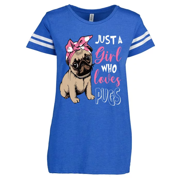 Just A Girl Who Loves Cute Pug Dog Lover Gifts Enza Ladies Jersey Football T-Shirt