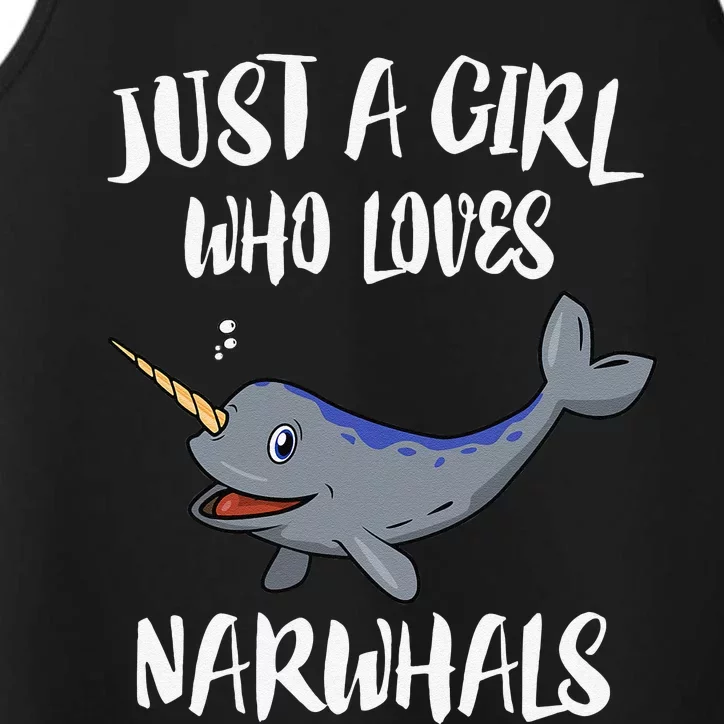 Just A Girl Who Loves Narwhals Whale Gift Performance Tank