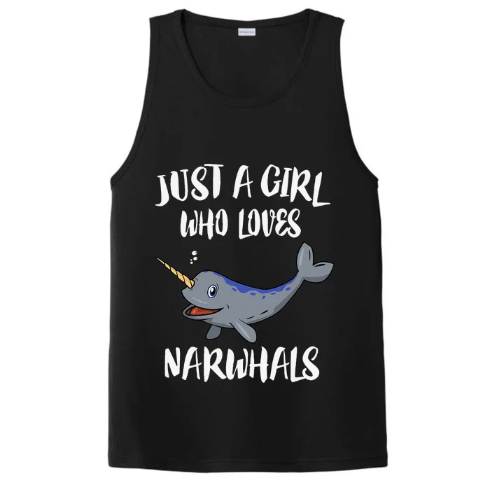 Just A Girl Who Loves Narwhals Whale Gift Performance Tank