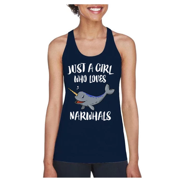 Just A Girl Who Loves Narwhals Whale Gift Women's Racerback Tank