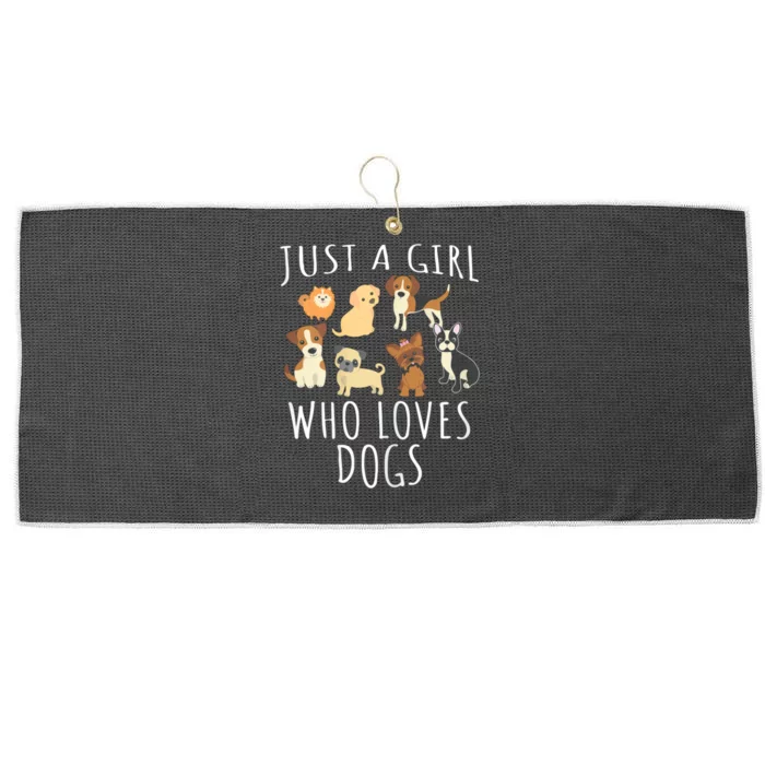 Just A Girl Who Loves Dogs Funny Puppy Gift Large Microfiber Waffle Golf Towel