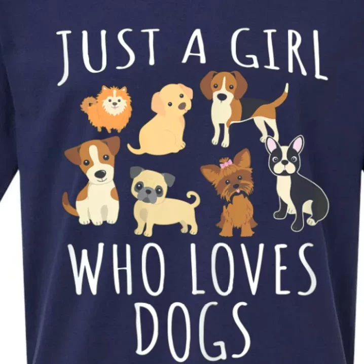 Just A Girl Who Loves Dogs Funny Puppy Gift Sueded Cloud Jersey T-Shirt