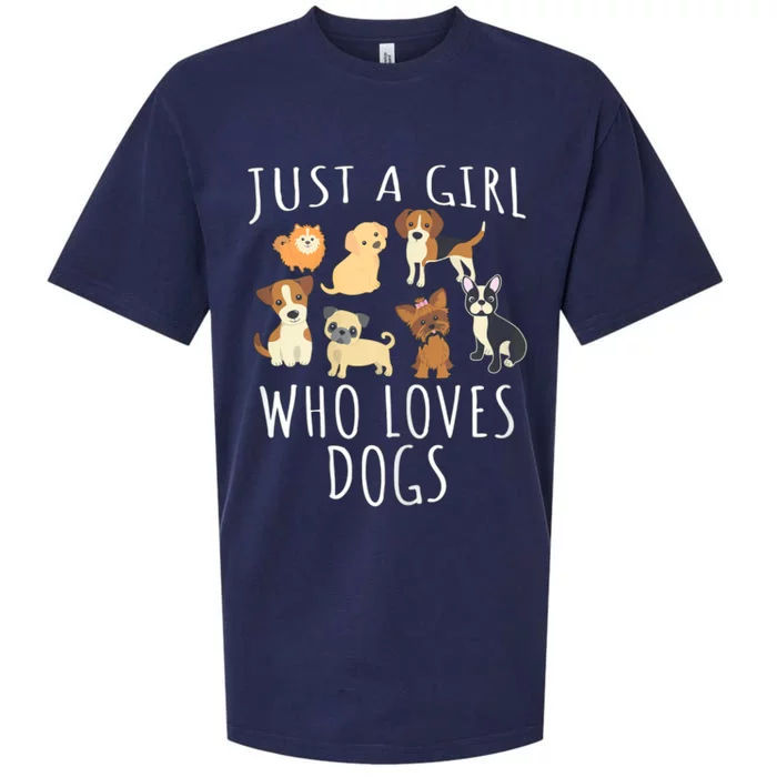 Just A Girl Who Loves Dogs Funny Puppy Gift Sueded Cloud Jersey T-Shirt