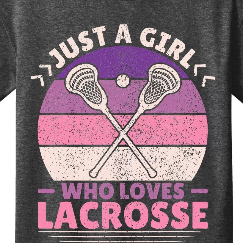 Just A Girl Who Loves Lacrosse Player Lax Lovers Lacrosse Kids T-Shirt