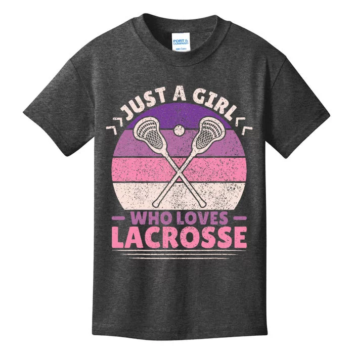 Just A Girl Who Loves Lacrosse Player Lax Lovers Lacrosse Kids T-Shirt