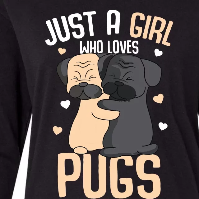 Just A Girl Who Loves Pugs Kids Girl Pug Lover Womens Cotton Relaxed Long Sleeve T-Shirt