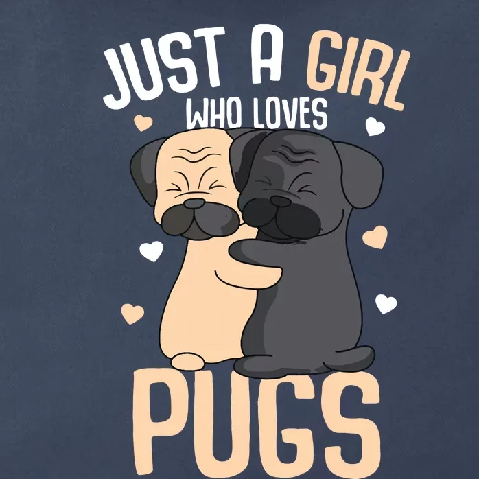 Just A Girl Who Loves Pugs Kids Girl Pug Lover Zip Tote Bag