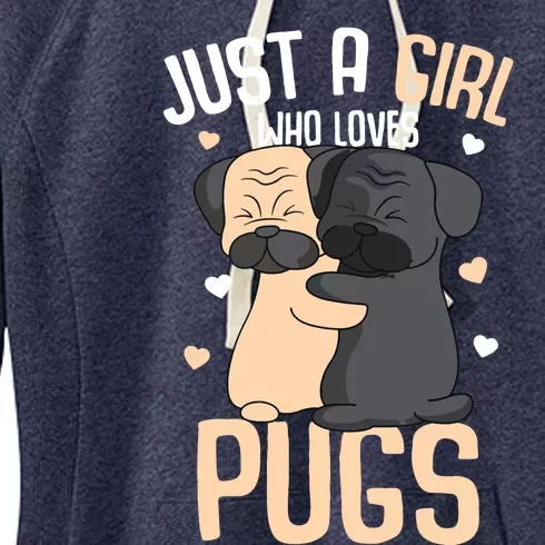 Just A Girl Who Loves Pugs Kids Girl Pug Lover Women's Fleece Hoodie