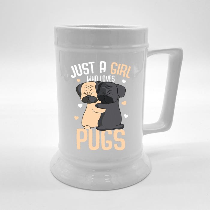 Just A Girl Who Loves Pugs Kids Girl Pug Lover Front & Back Beer Stein