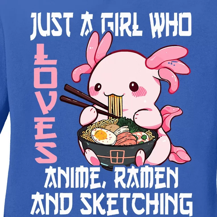 Just A Girl Who Loves Anime Ra And Sketching Cute Axolotl Ladies Long Sleeve Shirt