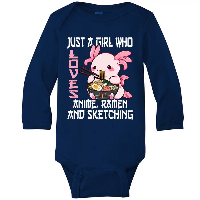 Just A Girl Who Loves Anime Ra And Sketching Cute Axolotl Baby Long Sleeve Bodysuit