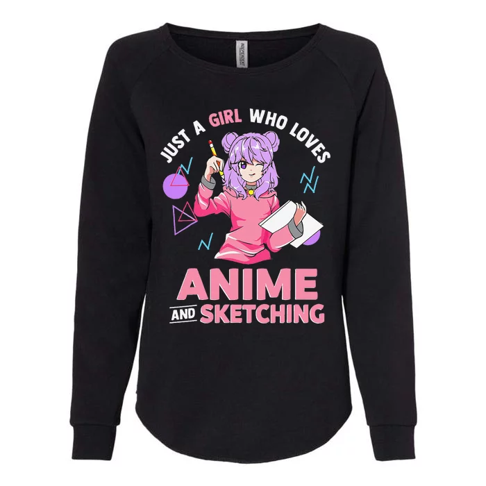 Just A Girl Who Loves Anime And Sketching Womens California Wash Sweatshirt