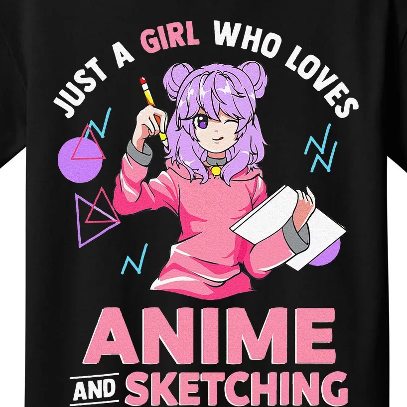 Just A Girl Who Loves Anime And Sketching Kids T-Shirt