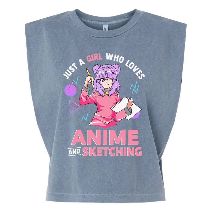 Just A Girl Who Loves Anime And Sketching Garment-Dyed Women's Muscle Tee