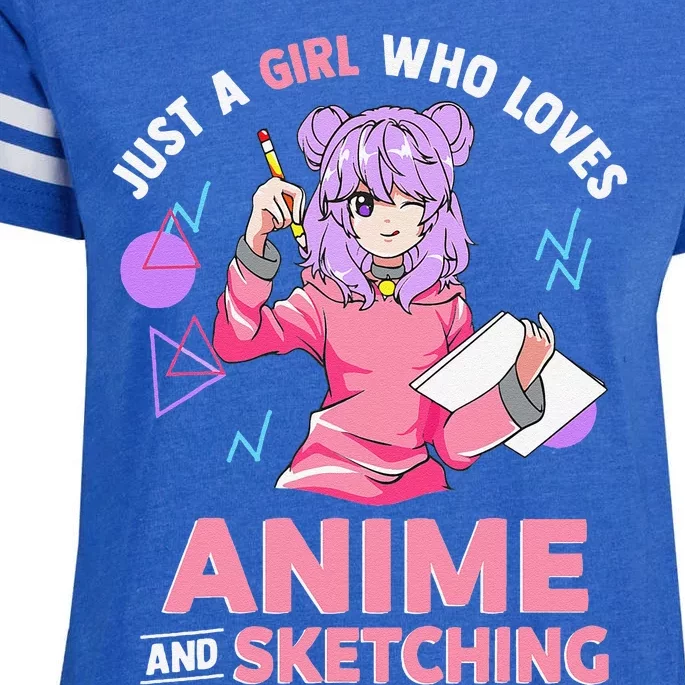 Just A Girl Who Loves Anime And Sketching Enza Ladies Jersey Football T-Shirt